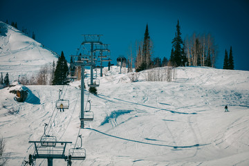 Ski Resort Slopes On A Cold Winter Morning