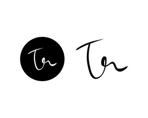 Set of Letter T and R signature logo