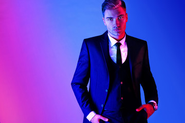 Portrait of a handsome elegant man, male beauty, fashion.
