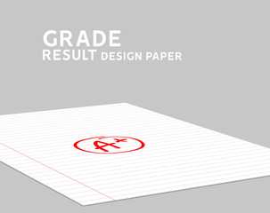 Fototapeta na wymiar Grade result A plus. Hand drawn vector grade A plus in red circle. Test exam mark report