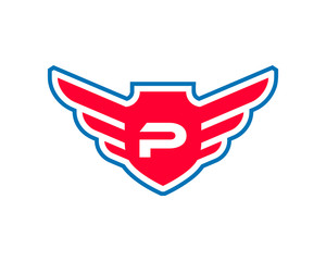 Wing Initial Logo Letter P Shield Icon