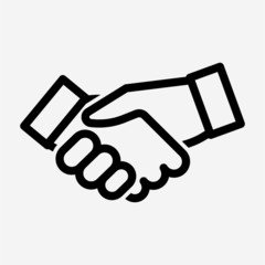 Outline shaking hand pixel perfect vector icon