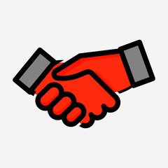Coloured outline shaking hand pixel perfect vector icon