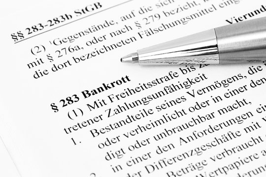 Bankrott Artikel 283 Strafgesetzbuch