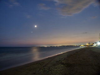 Long exposure at Granelli beach at night during summer. Sicily, Italy