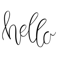 Hello. Handwritten Lettering. Text. Modern Calligraphy.
