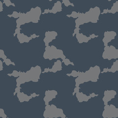 Fototapeta na wymiar UFO military camouflage seamless pattern in different shades of grey and navy blue colors