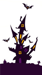 Happy Halloween haunted house isolated on a white background