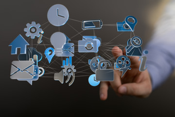 network holograms datas digital sphere 3D