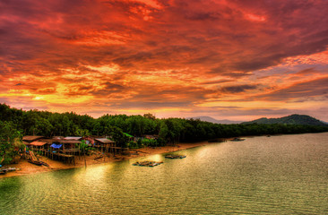 Sunset in Ranong, Thailand.