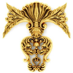 Gilded stucco, collection cartouche	