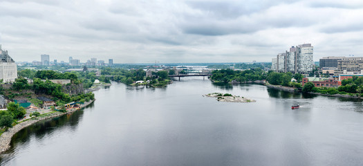 Panorama of a navigable river