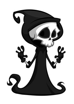 Cute Halloween skeleton death character icon
