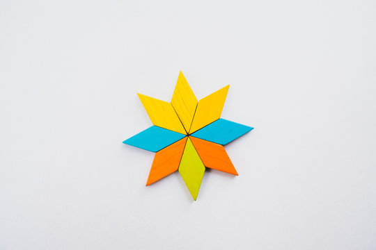 Tangram puzzle star shape use for education and creative concept