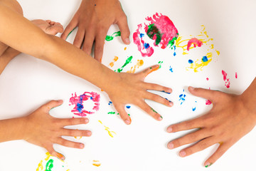 Obraz na płótnie Canvas colorful painted hands