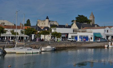 Fototapeta na wymiar Noirmoutier Ville, port, château, église et commerces