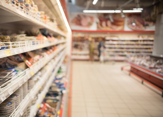 Abstract background blur photo of supermarket shopping.