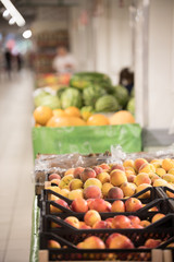 Fresh fruits at a market. vegetarian concept, close up shot