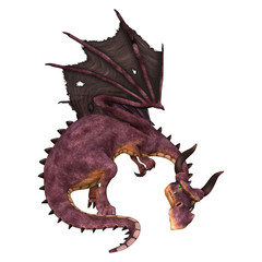 3D Rendering Fairy Tale Dragon on White
