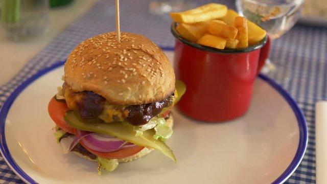 American hamburger in 4k slow motion 60fps