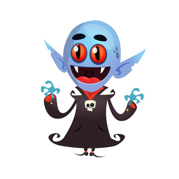 Happy Vampire Holding Up His Arms. Design for print, decoration or sticker