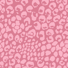 Vector illustration leopard print seamless pattern. Pink hand drawn background.