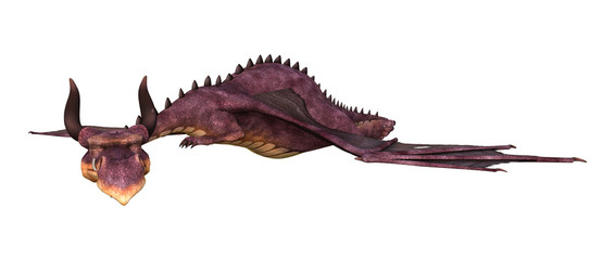 3D Rendering Fairy Tale Dragon on White