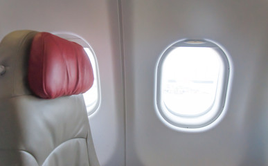 Empty aircraft seats and windows