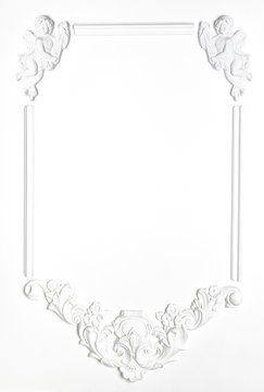 White Blank Old Frame Of Gypsum In The Renaissance Style.