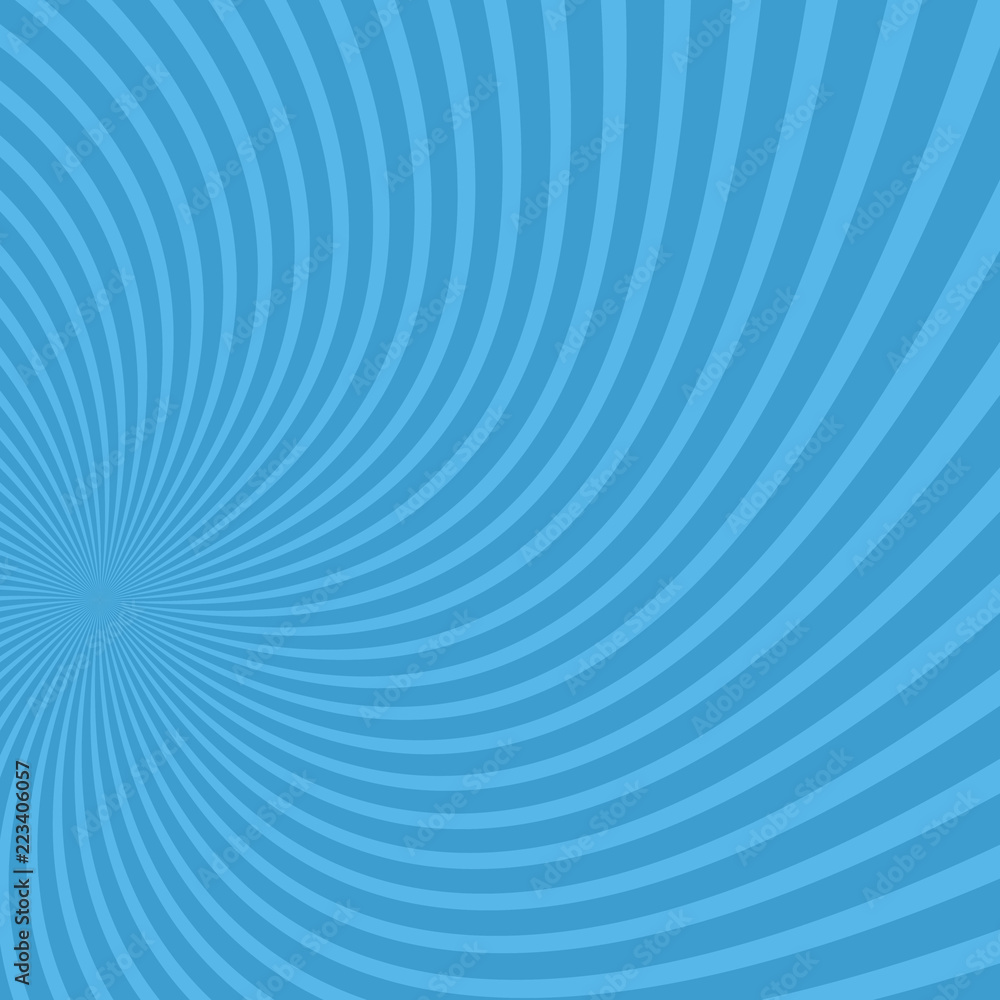 Poster cyan spiral abstract background - vector illustration from spun rays