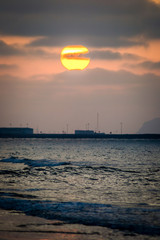 Saaidia sunset beach and waves and rocks