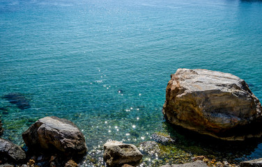 Fototapeta na wymiar Houcima beach and waves and rocks