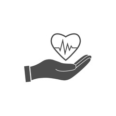 Hand heartbeat icon. Vector illustration, flat design.