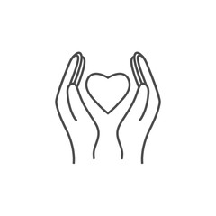 Hands of the heart icon. Vector illustration, flat design.