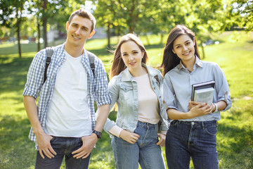 Group of happy college students outdoor