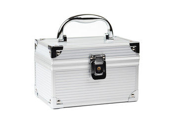 Chromed make up box on isolated white background