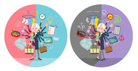 flat type purple shirt old women White_mulch task switch