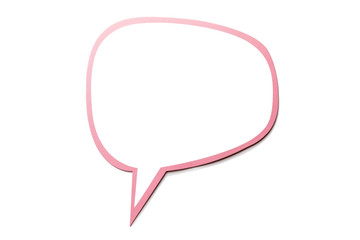 Speech bubble as a cloud with pink border isolated on white background. Copy space