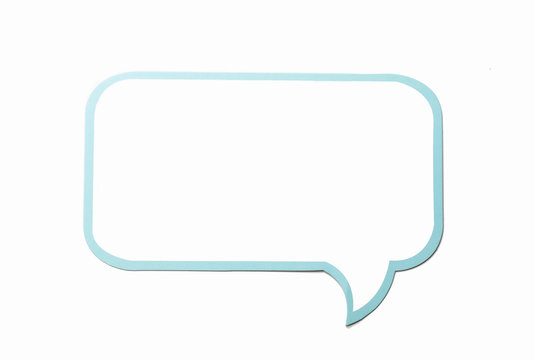 Speech Bubble As A Cloud With Blue Border Isolated On White Background. Copy Space