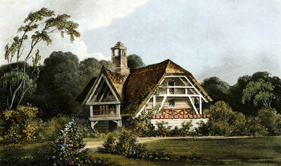 Old landscape with house