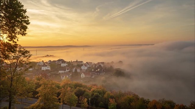 Timelapse with the village german Waldeck in the morning, 2018