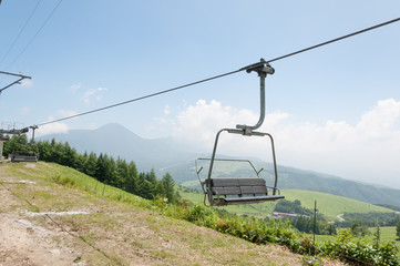 Chairlift in the mountains in summer