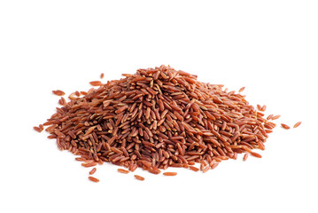 Wild red rice pile isolated on white background