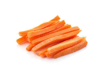 raw chopped carrot isolated on a white background