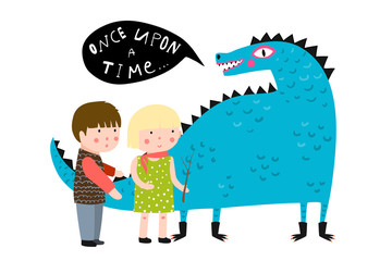 Once upon a time says magic enchanted cute dragon.