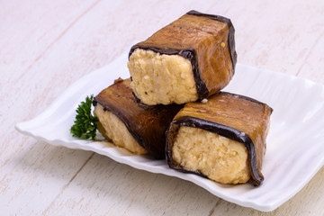 Eggplant with cheese roll