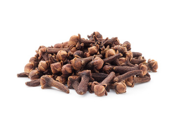 Spice cloves on white background