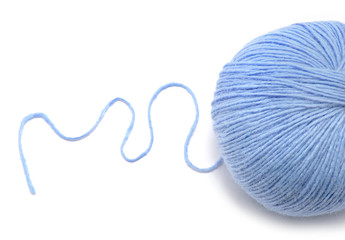 Blue Yarn Ball on white background