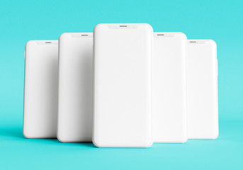 3d render illustration hand holding the white smartphone with full screen and modern frame less design - isolated on white background 