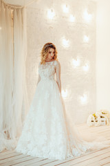 beautiful bride in a chic wedding dress